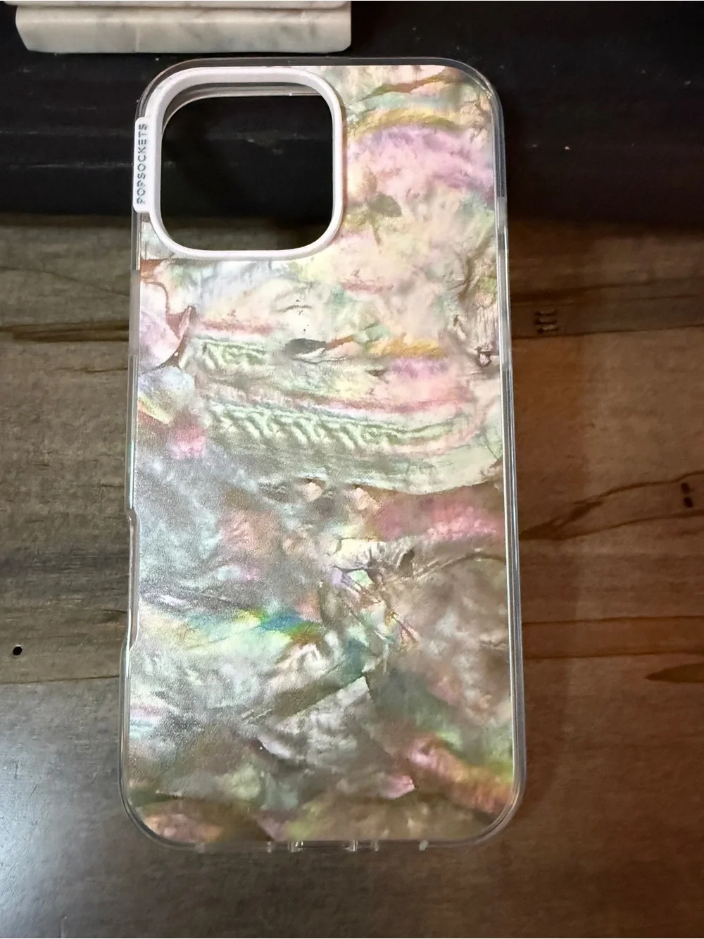 iPhone 16 Promax Iridescent Pearl Pink Phone Case with Clear Bumper